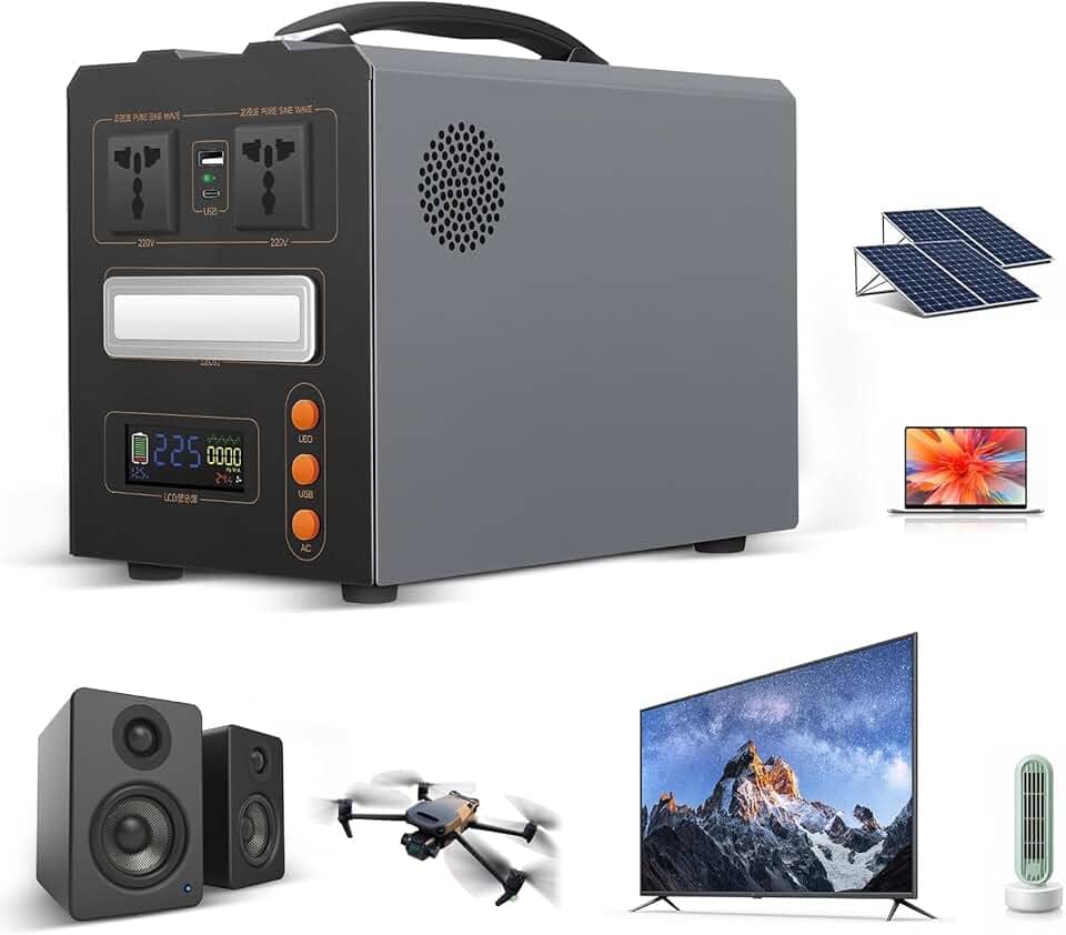 IIGENAI Gerador de Energia Portatil, Bateria 621Wh, 220V, Potência Nominal 600W, Pico de 1200W,Estação de Energia para Camping, Falta de Energia