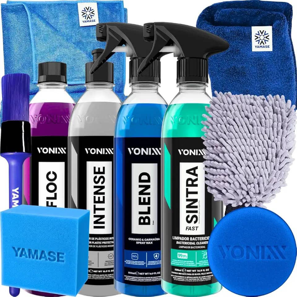 Kit Para Lavar Carro Bike Caminhão Van Biz Onibus Moto Vonixx Blend Spray Cera Liquida Sintra Fast V-floc Shampoo Automotivo Intense Restaurador De Plasticos Internos 500ml