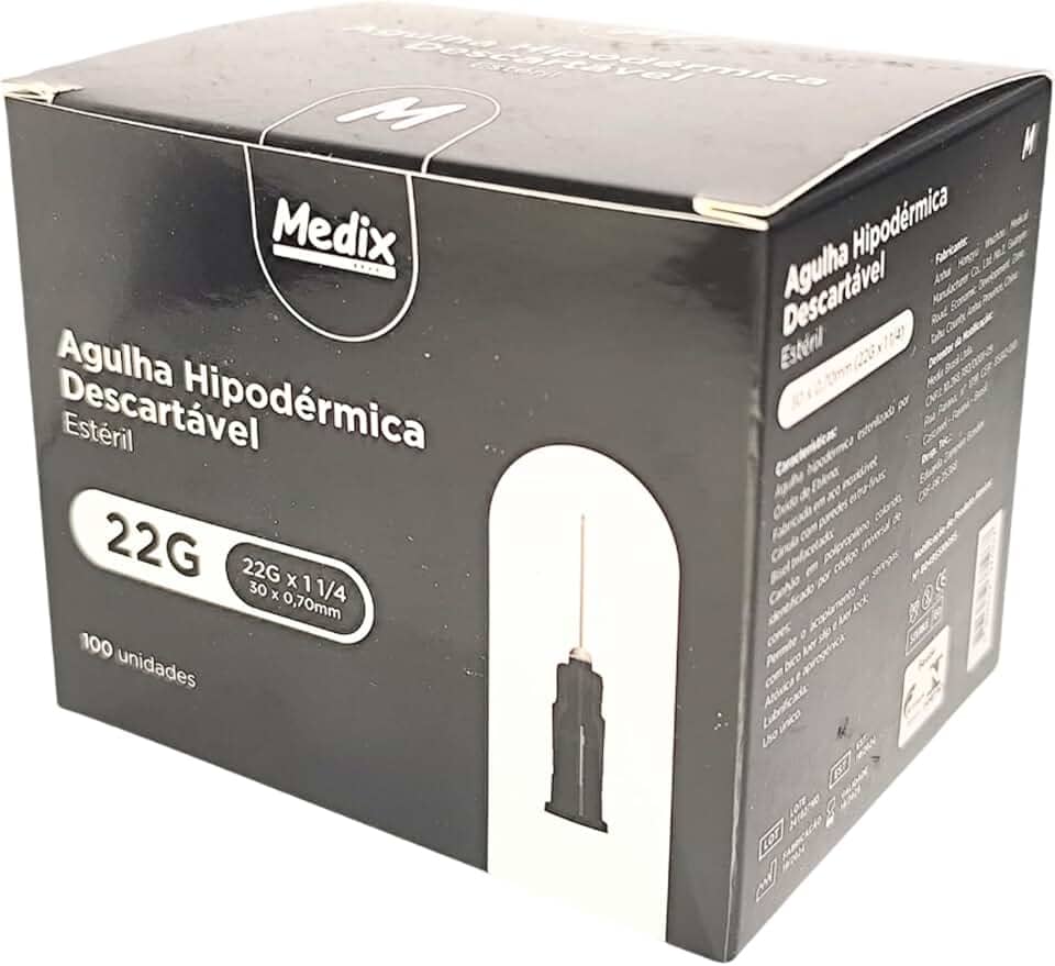 MEDIX Agulha Hipodérmica Descartável 30 X 0 70Mm (22G X 1 1/4) - Caixa Com 100 Unidades