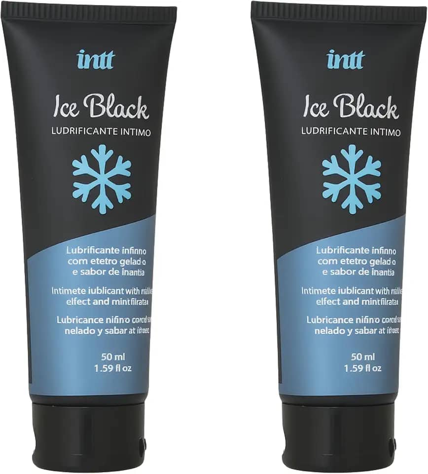 Gel Lubrificante Ice Black Menta 50ml Intt À Base d'Água Gela e Aquece - 2un