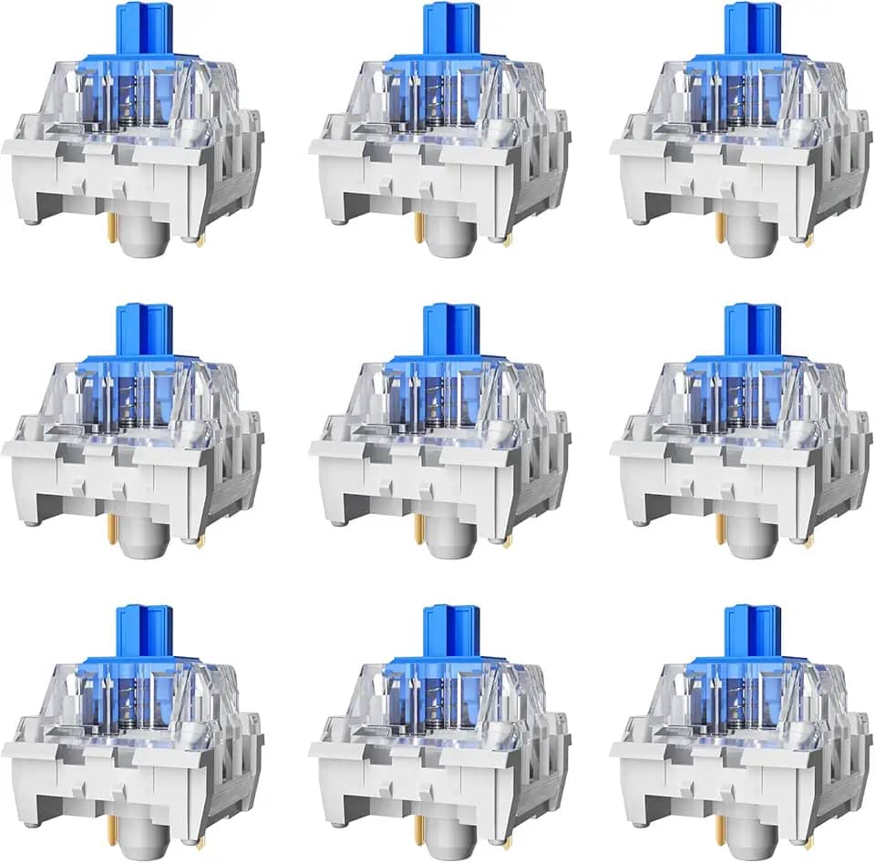 Interruptor azul clássico para teclado mecânico para jogos, 3 pinos 60gf RGB SMD Clicky Switch (azul, 108 peças)