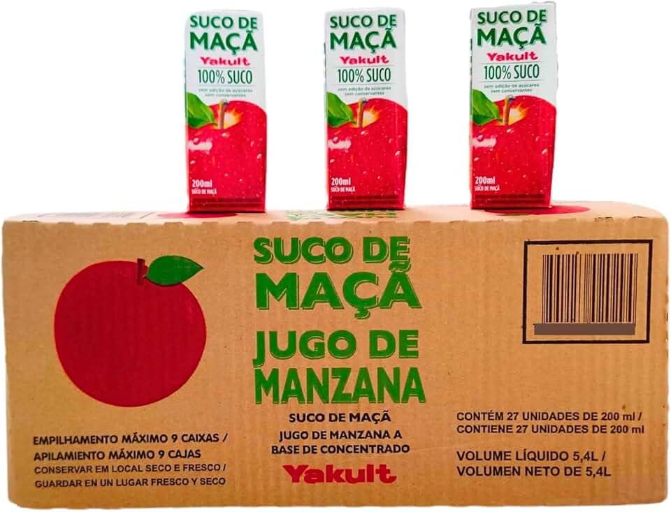 Caixa Fechada Suco de Maçã Yakult 200ml 27 Unidades
