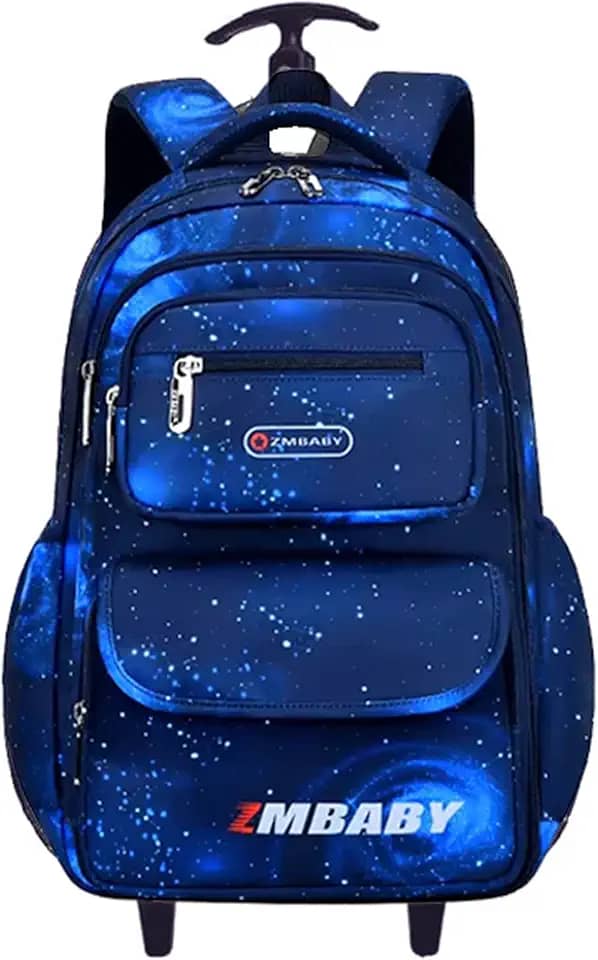 Mochila Escolar com Rodinha, Compartimento para guardar lap?s, caneta e objetos mochila de carrinho resistente ? ?gua (azul)