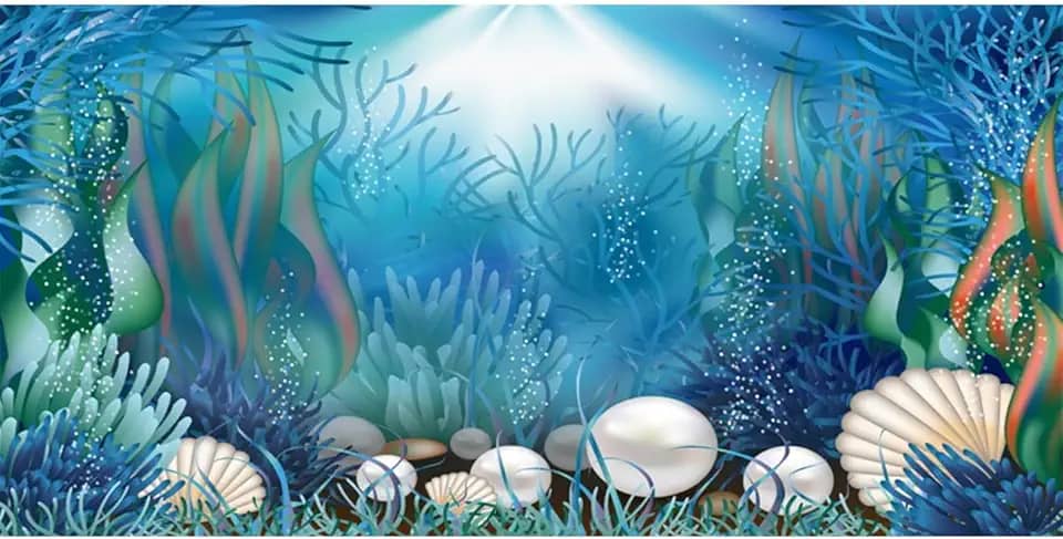 AWERT Vinil 182 x 45 cm Fundo de aquário do mundo subaquático plantas aquáticas fundo de aquário coral pérolas fundo de aquário tropical
