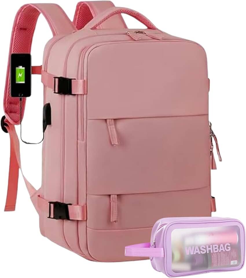 [KIT] Mochila Viagem Feminina Mala de Bordo Bagagem de Mão + Nécessaire Wash Bag