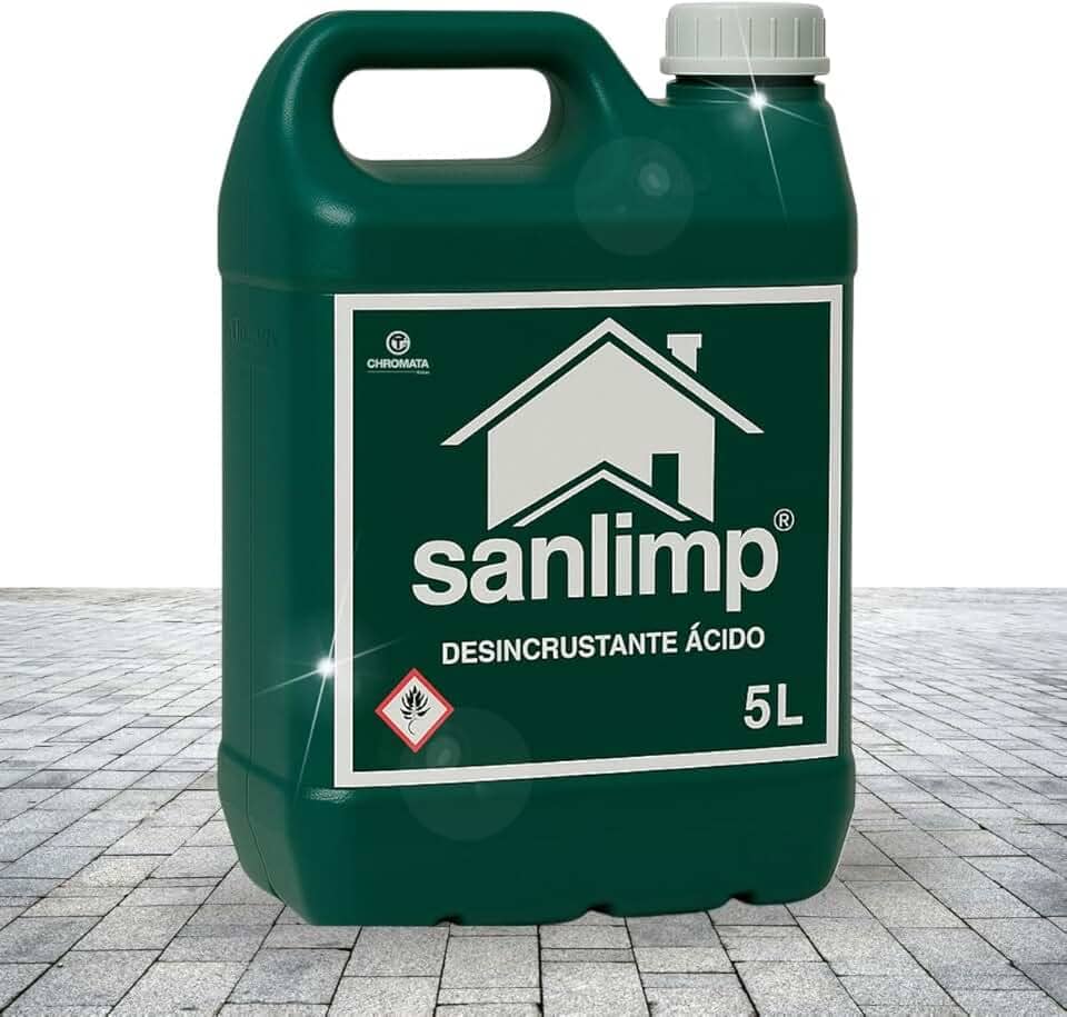 Sanlimp Limpa Piso Concentrado 5L Limpeza Profunda de Pedras, Cerâmicas e Vasos Sanitários, Removedor de Cimento e Rejunte Pós-Obra