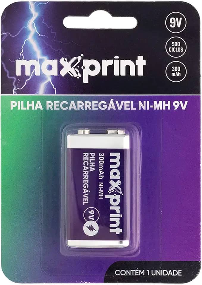 Pilha Recarregavel Maxprint 9V - BT c/1