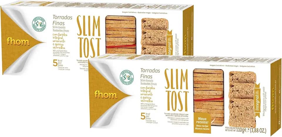 Torrada Slim Tost Integral com Grãos Zero Lactose Alimento Vegano Fhom 110g