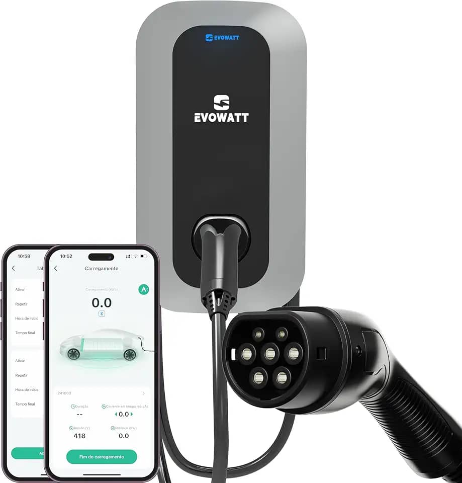 Carregador, Gold, carregador para carro elétricos domésticos de 7,4 kW, 32A, 220V~240V, APP habilitado para WiFi e Bluetooth, com fio, interno/externo, cabo 5 Metro, certificado CE, Wallbox