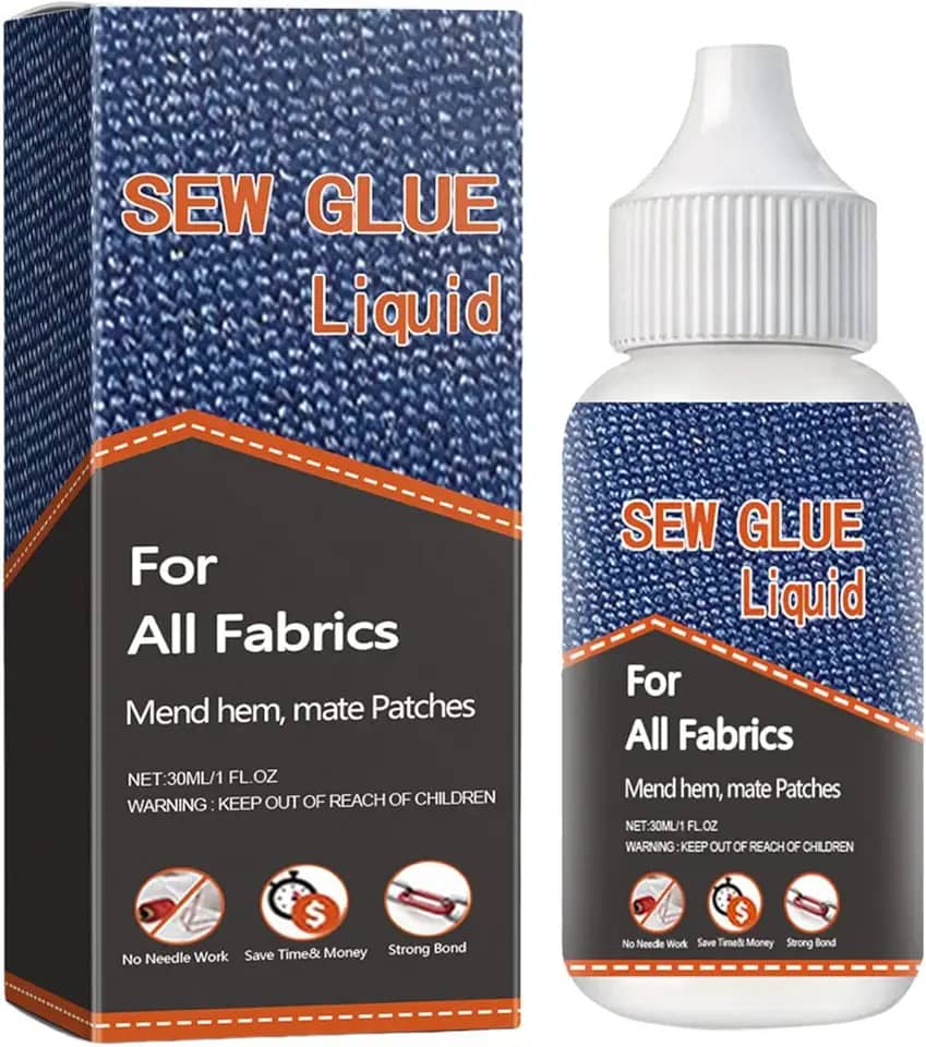 Shakven Cola para tecido, cola para costura - Costura com cola de tecido,Cola lavável permanente de secagem rápida, cola forte de 30ml para jeans, calças de impressão, flanela de algodão, couro jeans