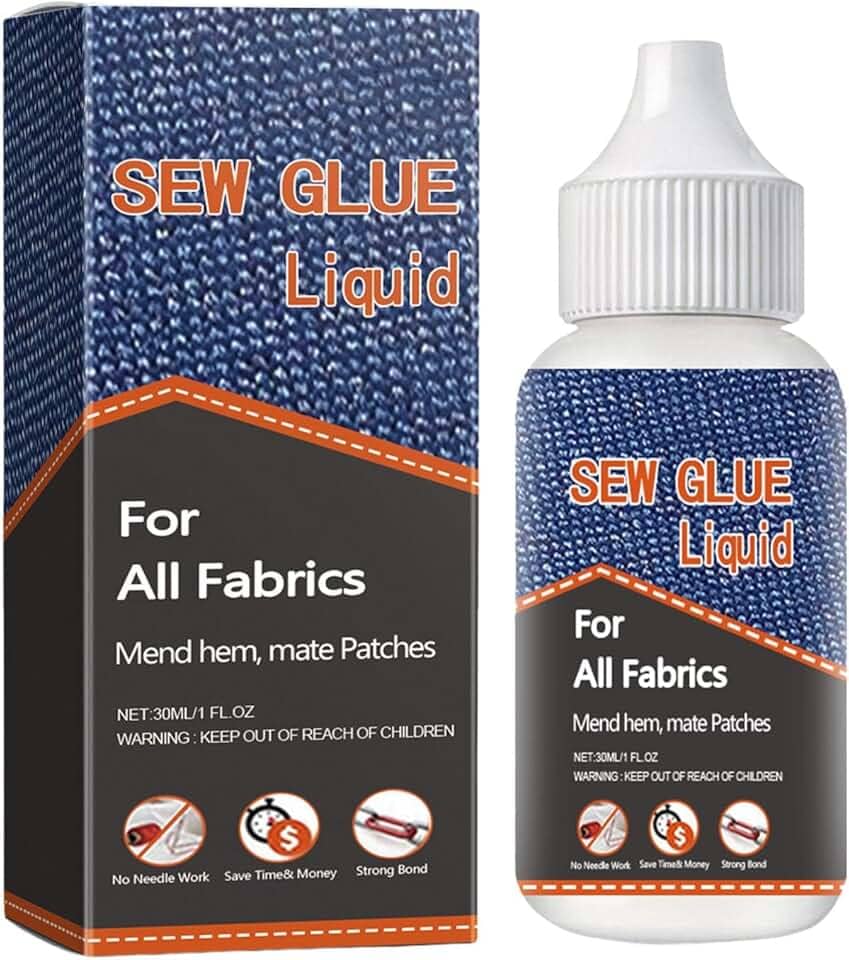 Shakven Cola para tecido, cola para costura - Costura com cola de tecido,Cola lavável permanente de secagem rápida, cola forte de 30ml para jeans, calças de impressão, flanela de algodão, couro jeans