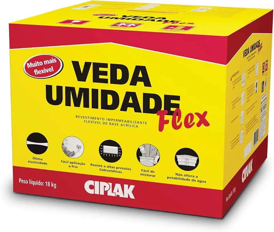 Ciplak – Impermeabilizante Ciplak Veda Umidade Flex Cinza – Fácil aplicação – Alto desempenho – 1 caixa x 18KG