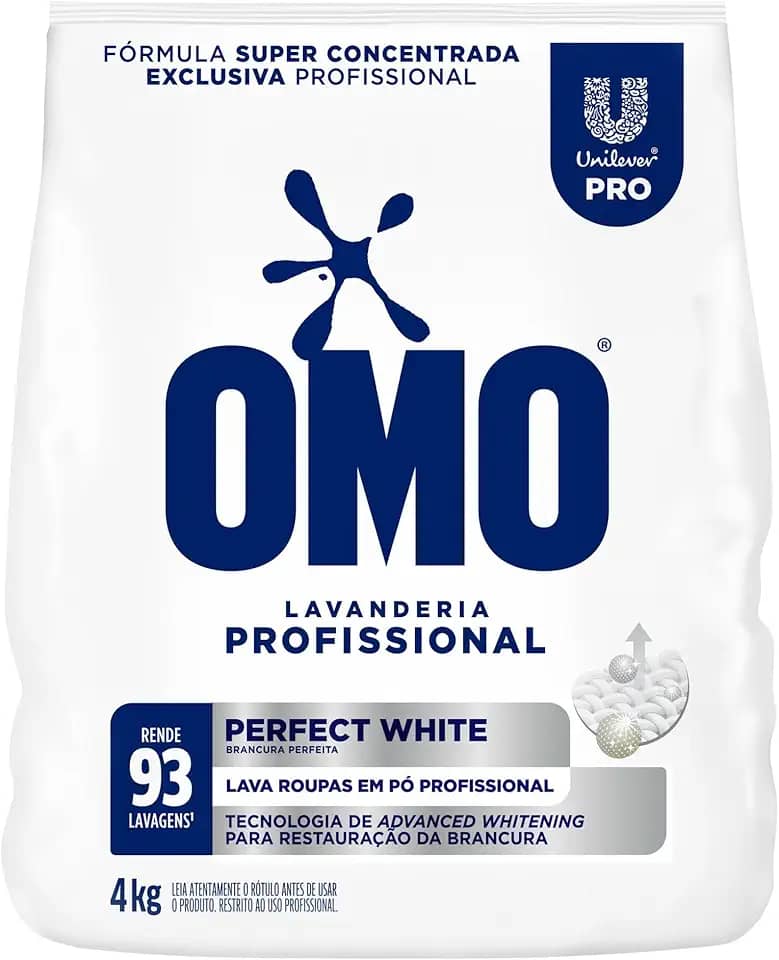 Lava-Roupas Super Concentrado em Pó Lavanderia Omo Perfect White Pro Pacote 4kg, OMO