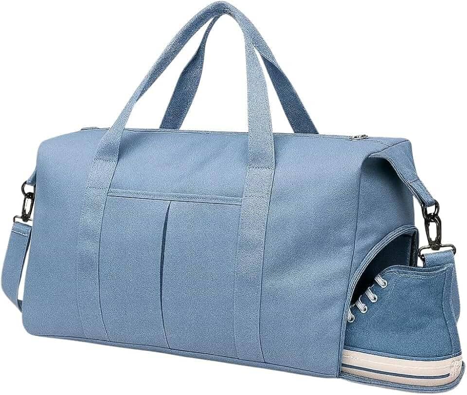 Bolsa Mala de Viagem Super Grande 40L – Poliéster Resistente, 5 Compartimentos com Zíper, Bolso Impermeável, Alças Removíveis, Transversal Unissex (Azul)