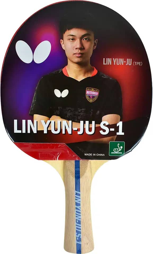 Butterfly Raquete de tênis de mesa Shakehand Lin Yun-Ju 1 – Controle máximo para jogadores iniciantes – Série Lin Yun-Ju – Recomendado para jogadores de nível iniciante