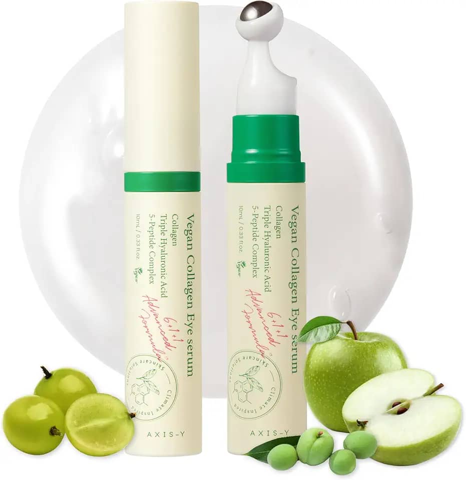 AXIS-Y Sérum Vegano De Colágeno Para Os Olhos - K Beauty Sérum Triplo De Ácido Hialurônico E Colágeno Peptídico Melhora A Elasticidade Da Pele, Reduz Linhas Finas E Olheiras - Creme Vegano Coreano P