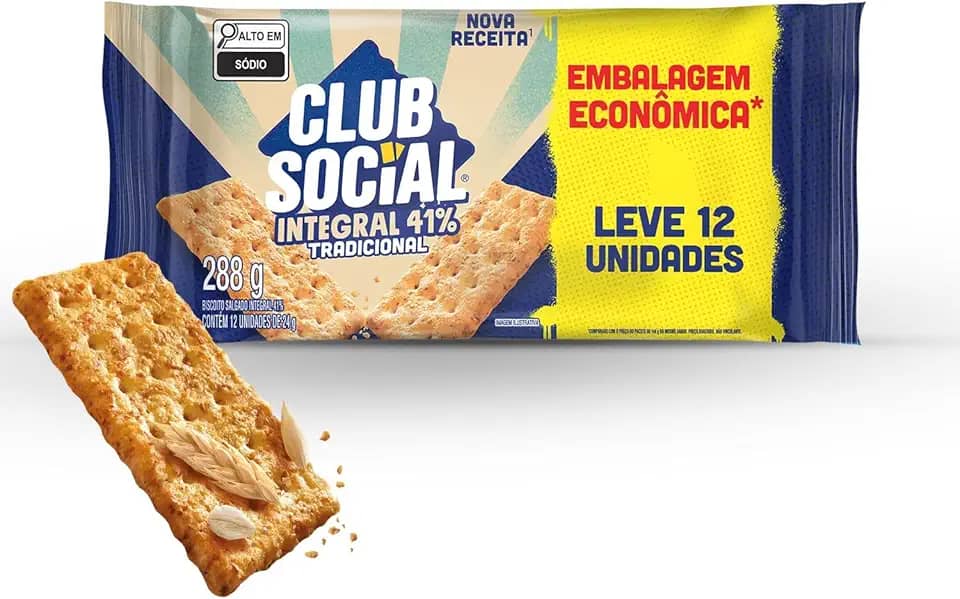 Club Social Biscoito Salgado Integral Embalagem Econômica 288G
