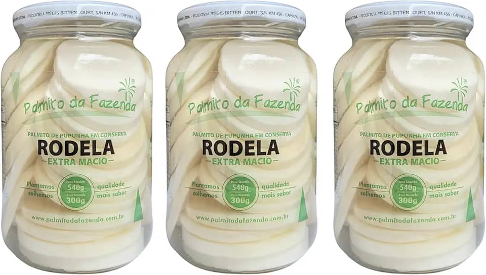 Kit 3 Palmito de Pupunha em Conserva Rodelas 550g - Extra Macio