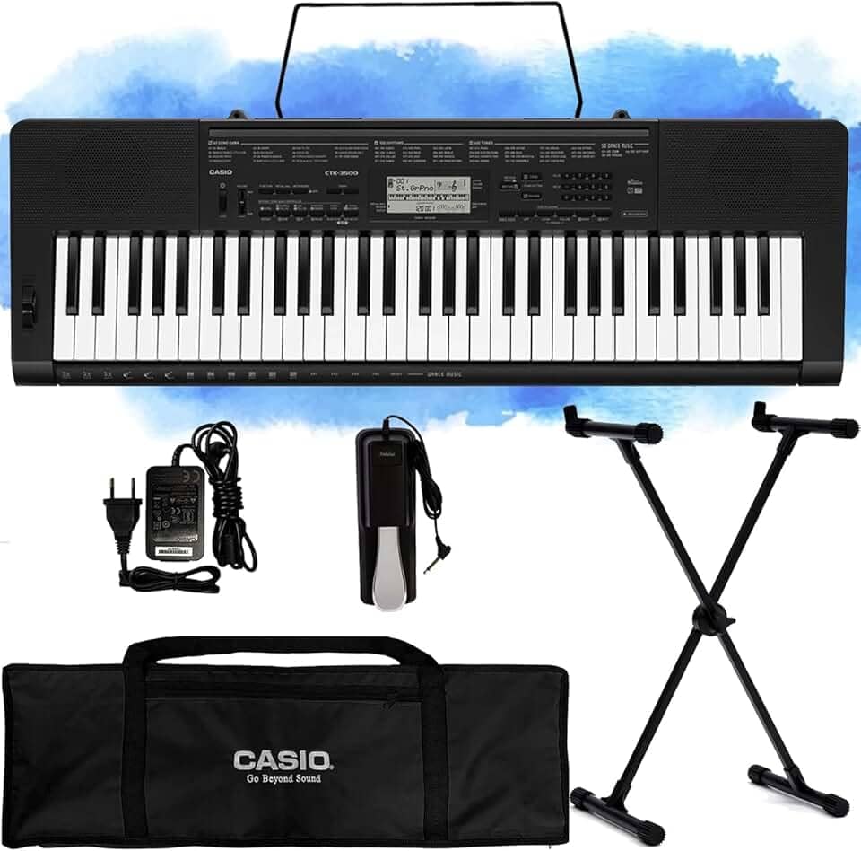 Kit Teclado Casio CTK-3500 5/8 61 Teclas Sensíveis Completo