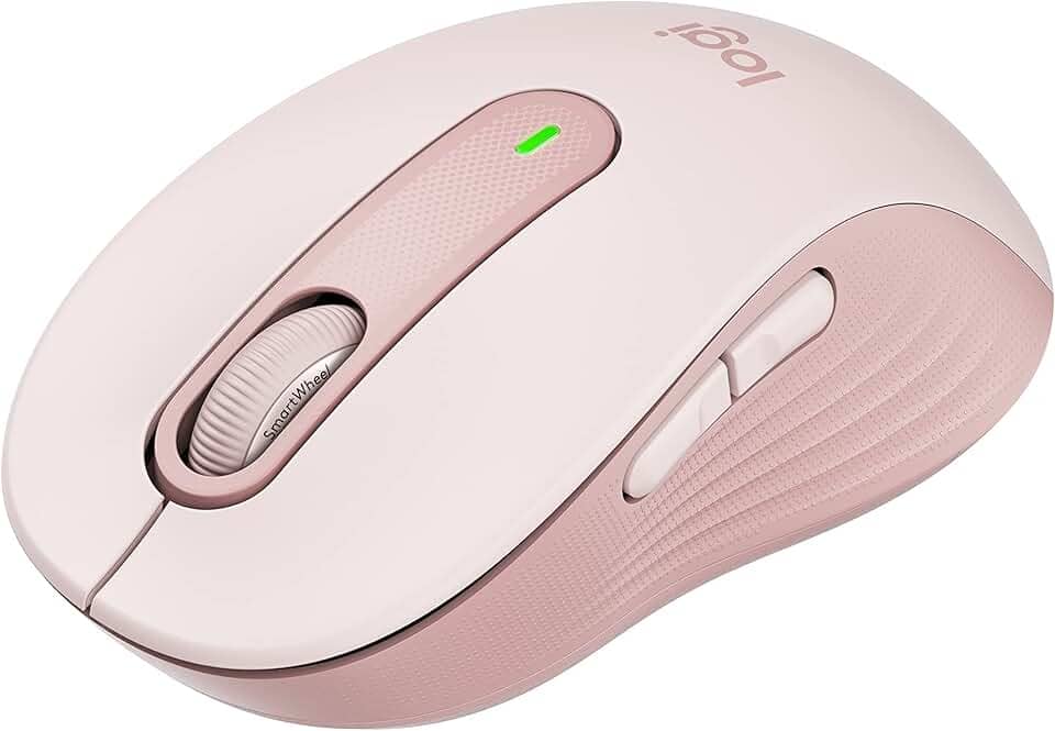 Mouse Sem Fio Logitech Signature M650 com Design de Tamanho Compacto, Clique Silencioso, Botões Laterais Personalizáveis, Conexão USB e Bluetooth - Rose