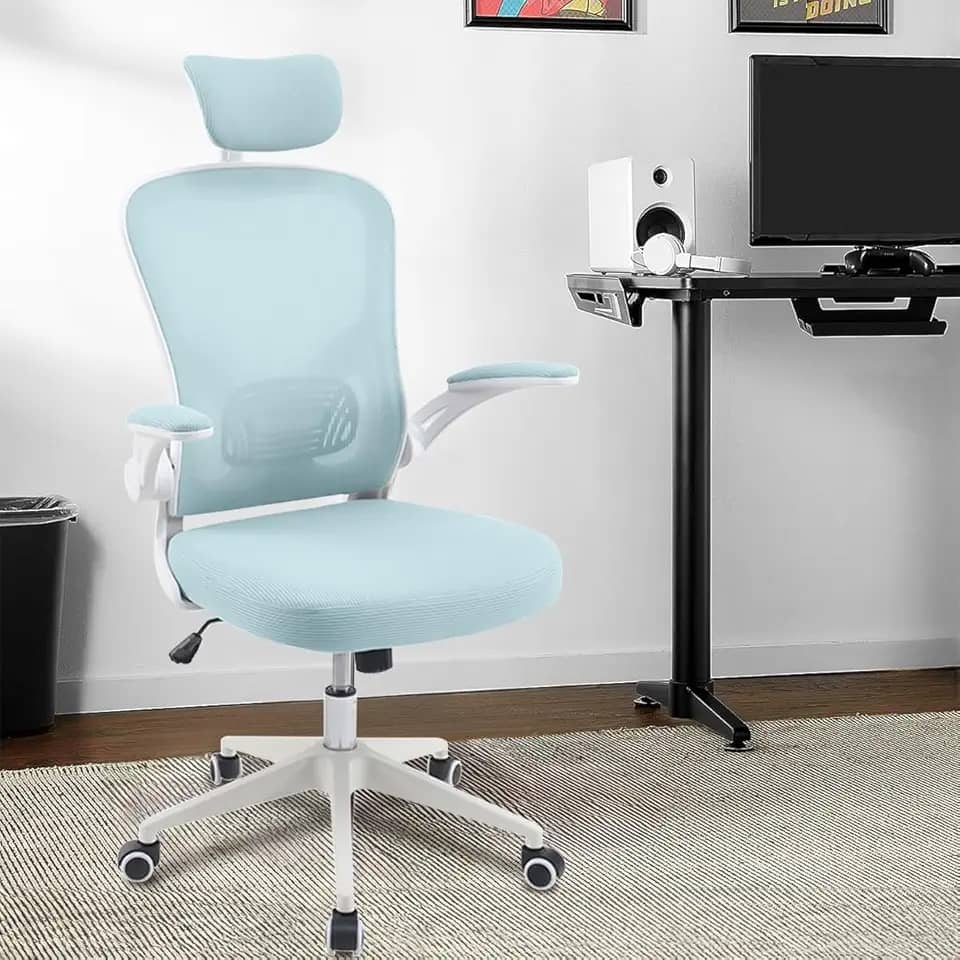 Cadeira de escritório ergonômica com estofado de mesh (Verde)