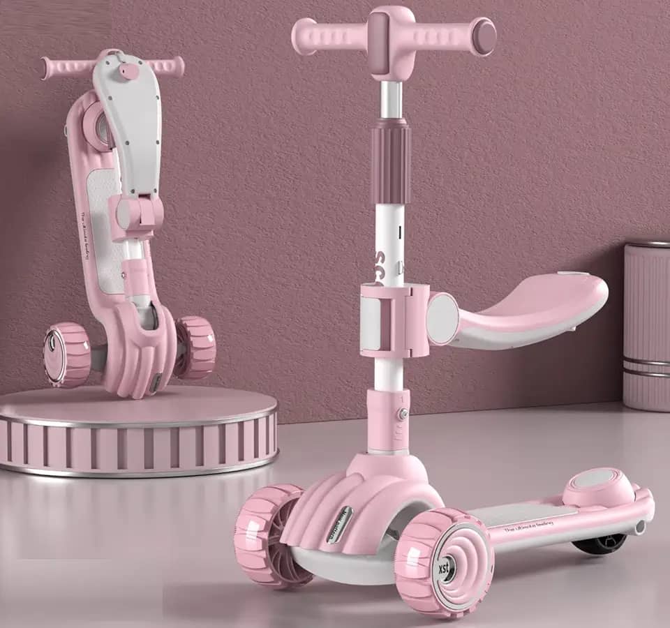 Patinete Infantil 2 em 1 com assento, luz e música Velorad Kids Z-Rader Rosa