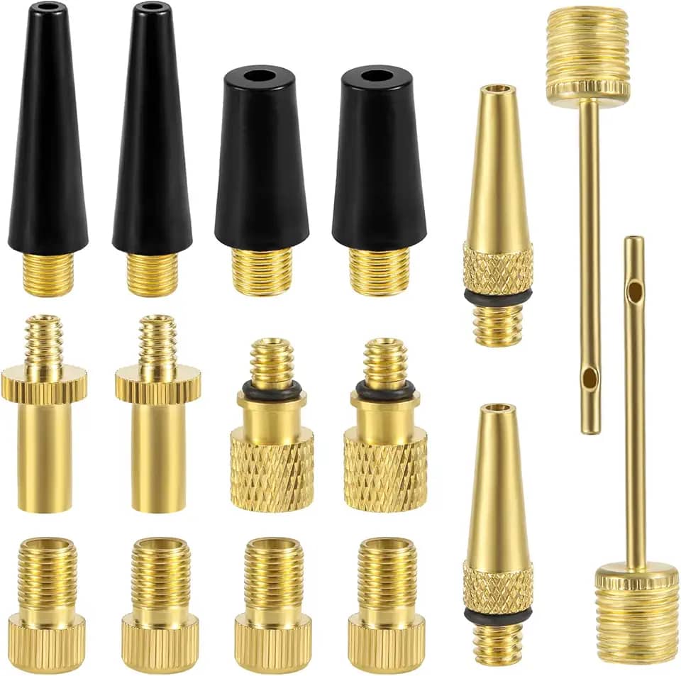 Adaptador de válvula de bicicleta de 15 peças, adaptador de válvula de pneu de bicicleta de latão, agulhas de bomba de ar, ferramenta de acessórios para bicicleta, academia, balão, anel de natação