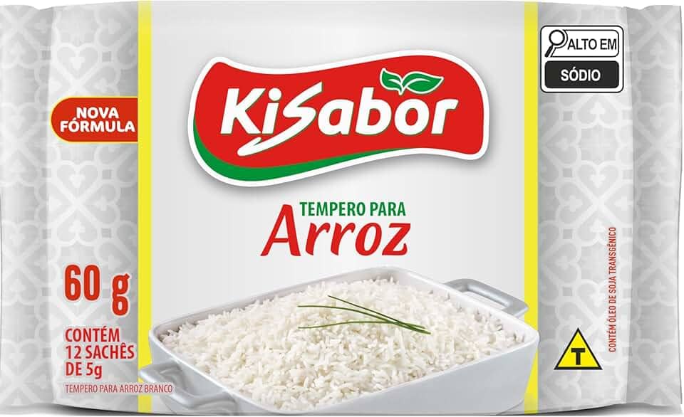 KiSabor, Tempero para Arroz Branco, 12 Sachês de 5 Gramas