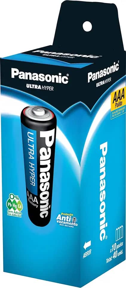 Panasonic Pilha Comum Linha Super Hyper Proteção Antivazamento R03Ual/4S40 Cinza Pacote De 40