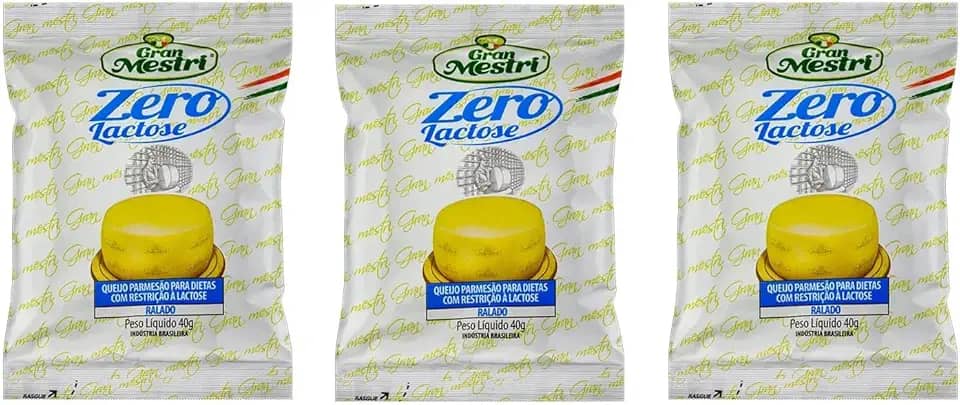 Gran Mestri Queijo Parmesão Ralado Zero Lactose, 40g, Kit com 3 Unidades, Para Dietas com Restrição à Lactose