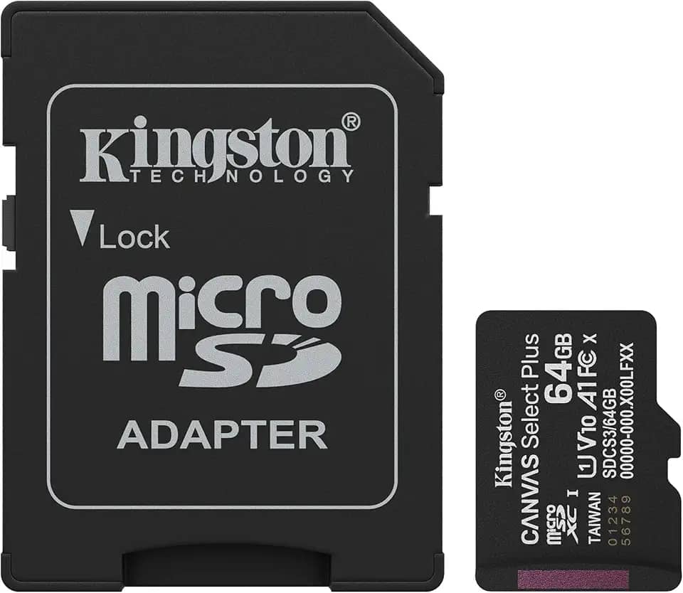 Kingston Cartão microSD Canvas Select Plus de 64 GB | Até 100 MB/s | Classe 10, UHS-I, U1, V10, A1 | SDCS3/64GB