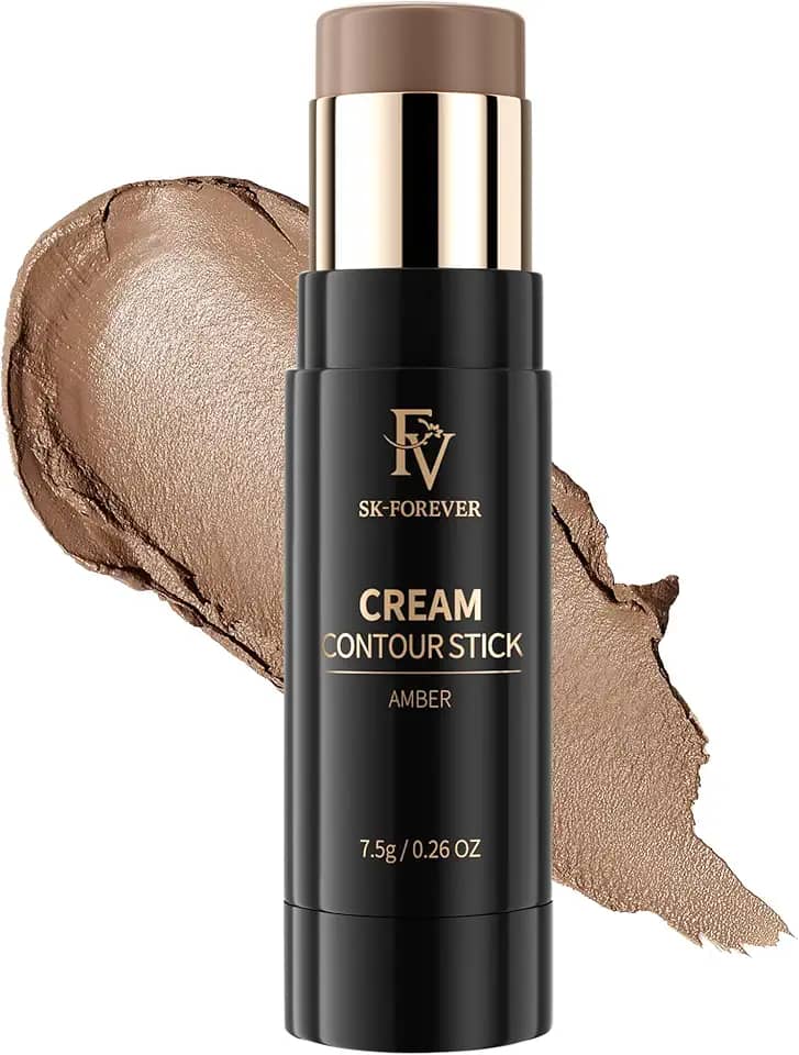 FV Bastão de contorno de tom fresco, misturável e suave, acabamento natural, maquiagem à prova d'água e de longa duração para iniciantes, para tons de pele claros/claros, livre de crueldade, 01 âmbar