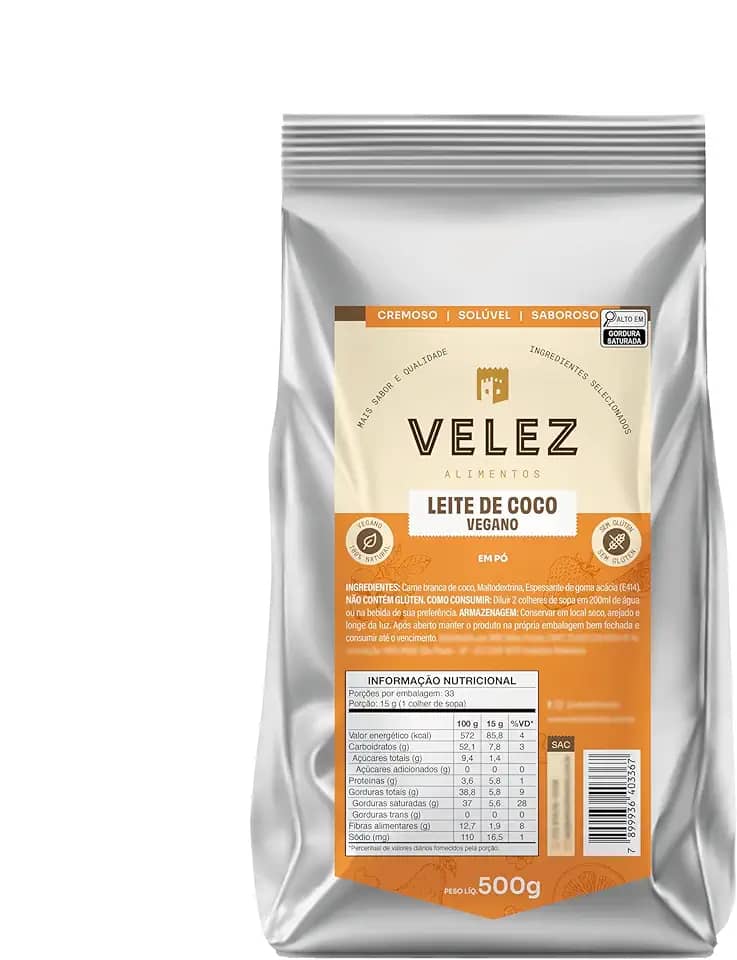 Leite de coco em pó VEGANO Velez 500g