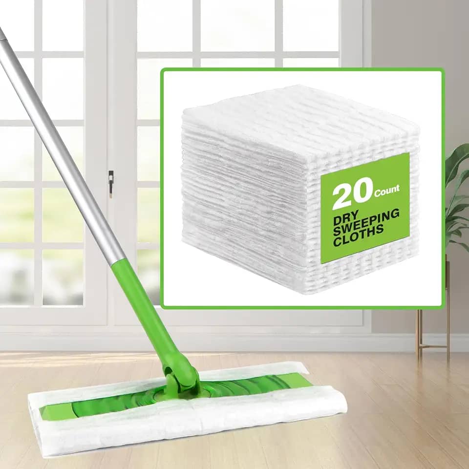 20 panos descartáveis de varredura a seco, refis de almofadas de esfregão para esfregar e limpar o chão