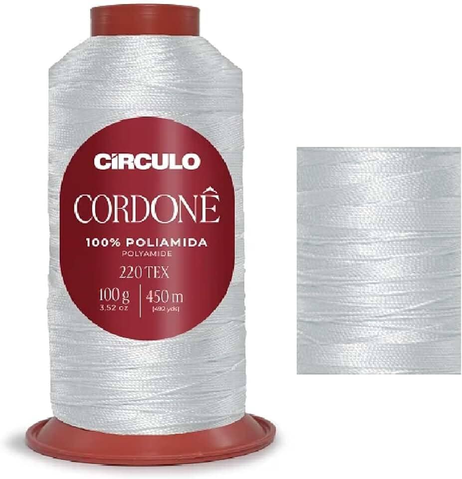 Fio Cordonê Branco 8001 100 Gramas - Círculo - Para Crochê e Franjas - 450m - Unidade