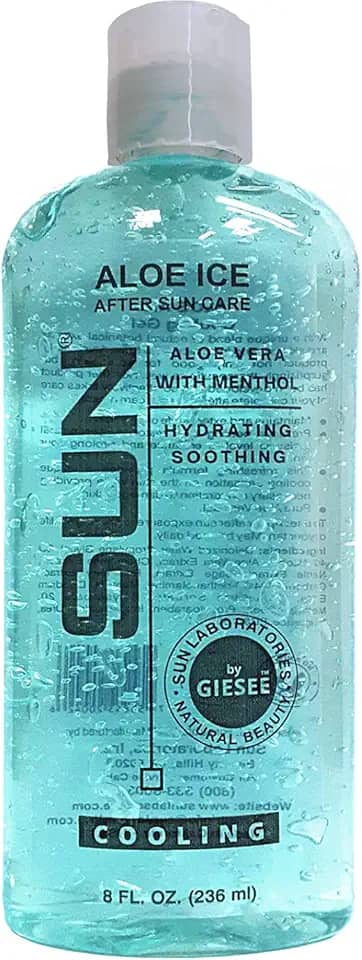 Sun Laboratories by Giesee Gel de gelo de Aloe Vera – Gel de Aloe Vera orgânico puro, loção pós-sol com Aloe para alívio de queimaduras solares, gel de Aloe Vera natural para recuperação de