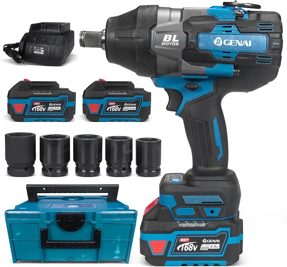 Chave de lmpacto, 800W Portatil Sem Fio Furadeira Impacto 2000NM Baterias 168V 2 Bateria