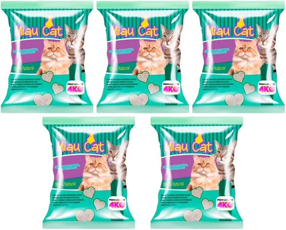 Areia Higiênica para Gatos Granulados Sanitários 100% Natural Miaucat (20 Kg, Perfumada)