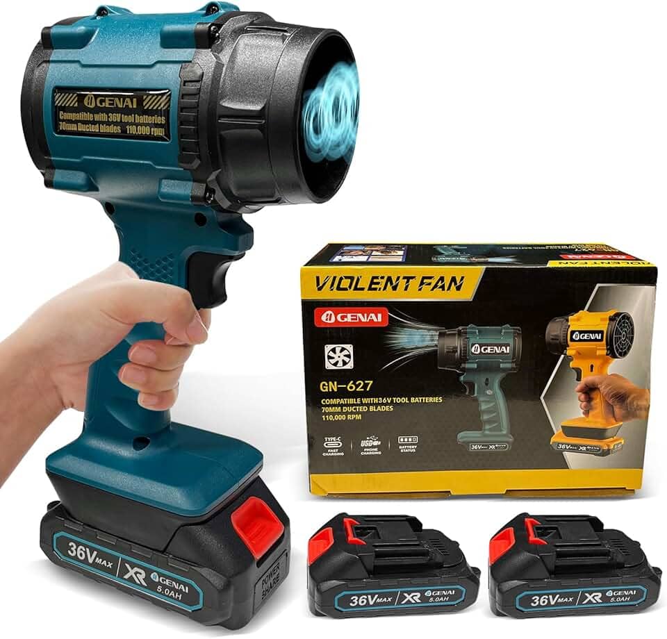 Soprador De Folhas Turbo Portátil Secador De Pêlos Para Carros Turbina Para Carro Automotivo Muito Forte Com 36V 2 Baterias Aspirador Ar Elétrico 110V/220V