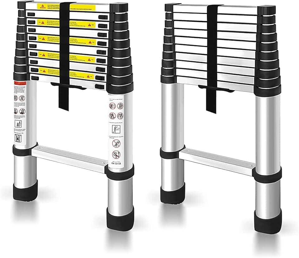 GXYWADY Escada telescópica extensível de alumínio para uso doméstico e ao ar livre, capacidade de 150 kg