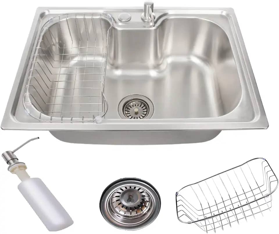 Cuba para Cozinha Gourmet Aço Inox 50x40cm com Escorredor de Louça em Aço Inox e Dispenser de detergente