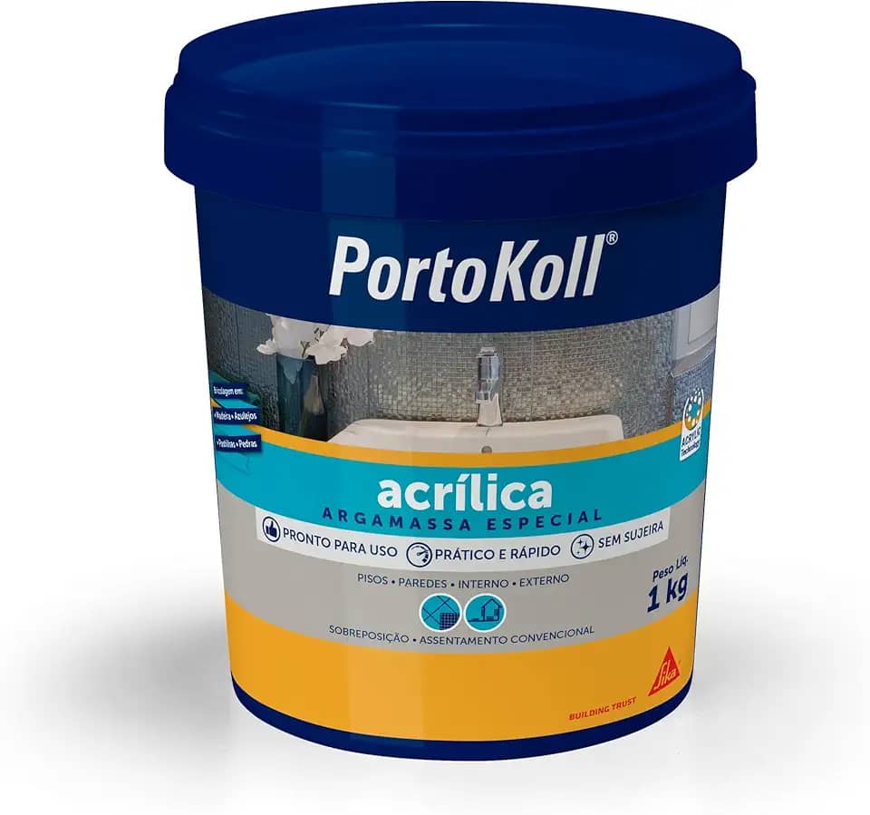 Portokoll – Argamassa especial acrílica –Assentamento – Pronto para usar – Balde de 1kg