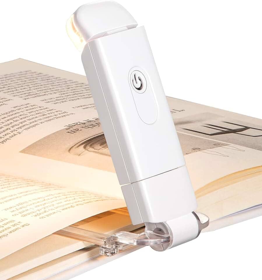 DEWENWILS Luz de Leitura Recarregável USB, Branco Quente 3000K, Clipe Ajustável, Leve e Portátil