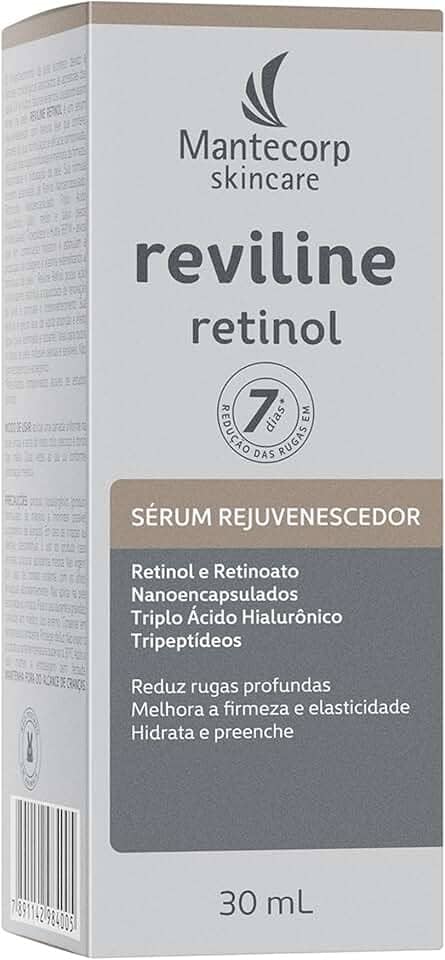 Mantecorp - Sérum Rejuvenescedor Reviline Retinol - Retinol e Retinoato Nanoencapsulados e Triplo Ácido Hialurônico - Renovação e Firmeza da Pele - 30ml