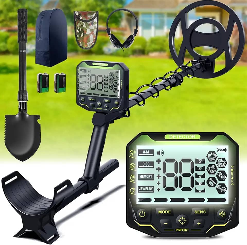 Detector de metais para adultos profissionais, detectores de ouro de alta precisão à prova d'água, visor LCD com luz de fundo, chip DSP avançado, kit de detectores de metal com profundidade