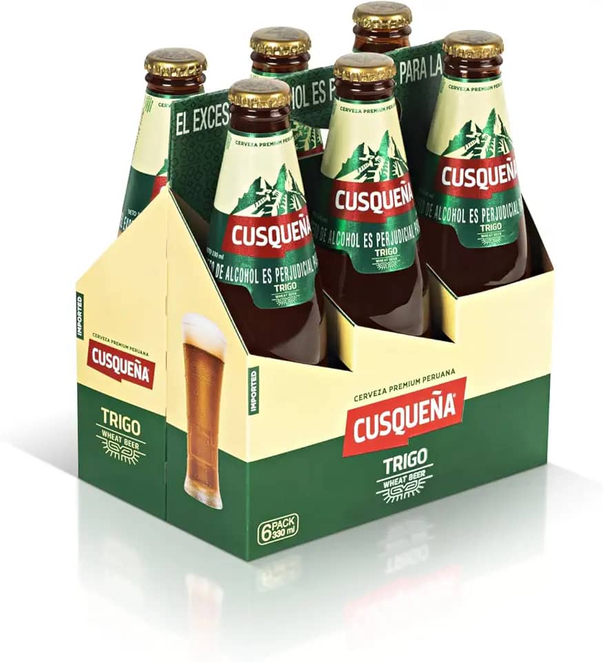 Cusqueña Trigo Cerveja Premium Peruana, Pack com 6 Garrafas de 330ml, Cerveja de Trigo