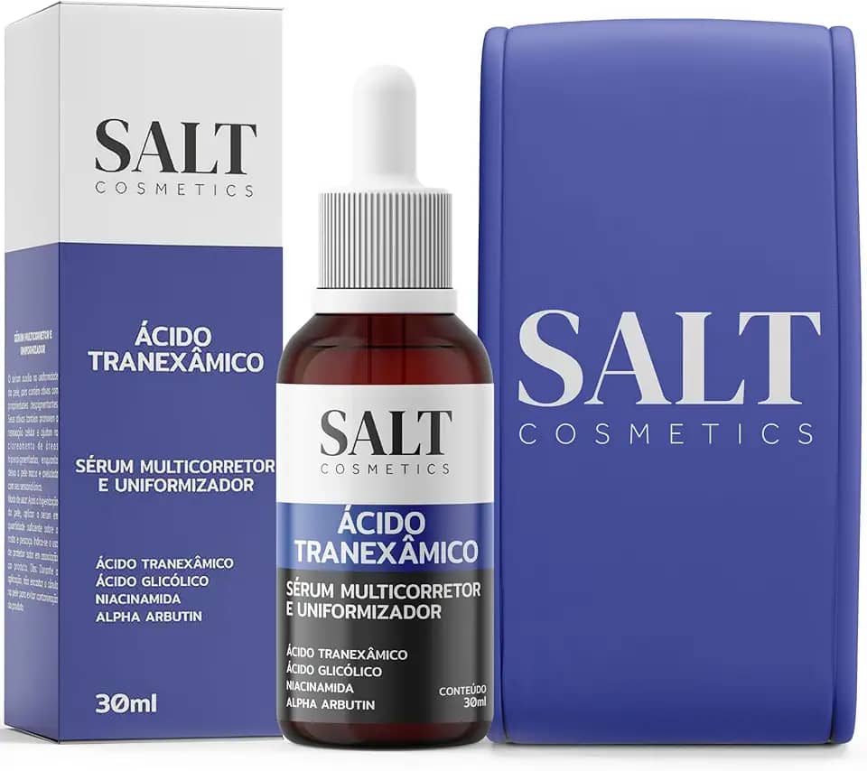 Sérum Clareador Multicorretor com Ácido Tranexâmico 6%, Ácido Glicólico 10%, Niacinamida 5% e Alpha Arbutin – Reduz Manchas e Melasma 30 ml – Salt Cosmetics