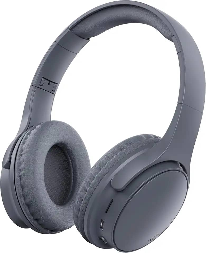 Fone De Ouvido Bluetooth 5.4 Headphone Sem Fio Fone Corrida Academia Com Cancelamento de Ruído On-ear com Microfone HD, Cancelamento de Ruído, Compatível com PC e Smartphone (Cinza)