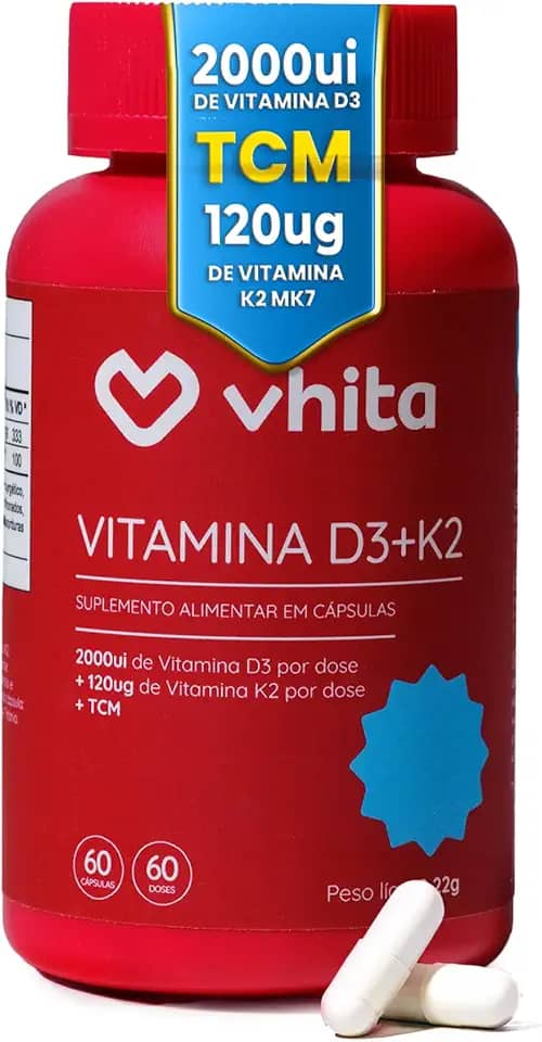 Vitamina D3 K2 MK7 2000ui 60 Cápsulas (2 meses) - Vhita