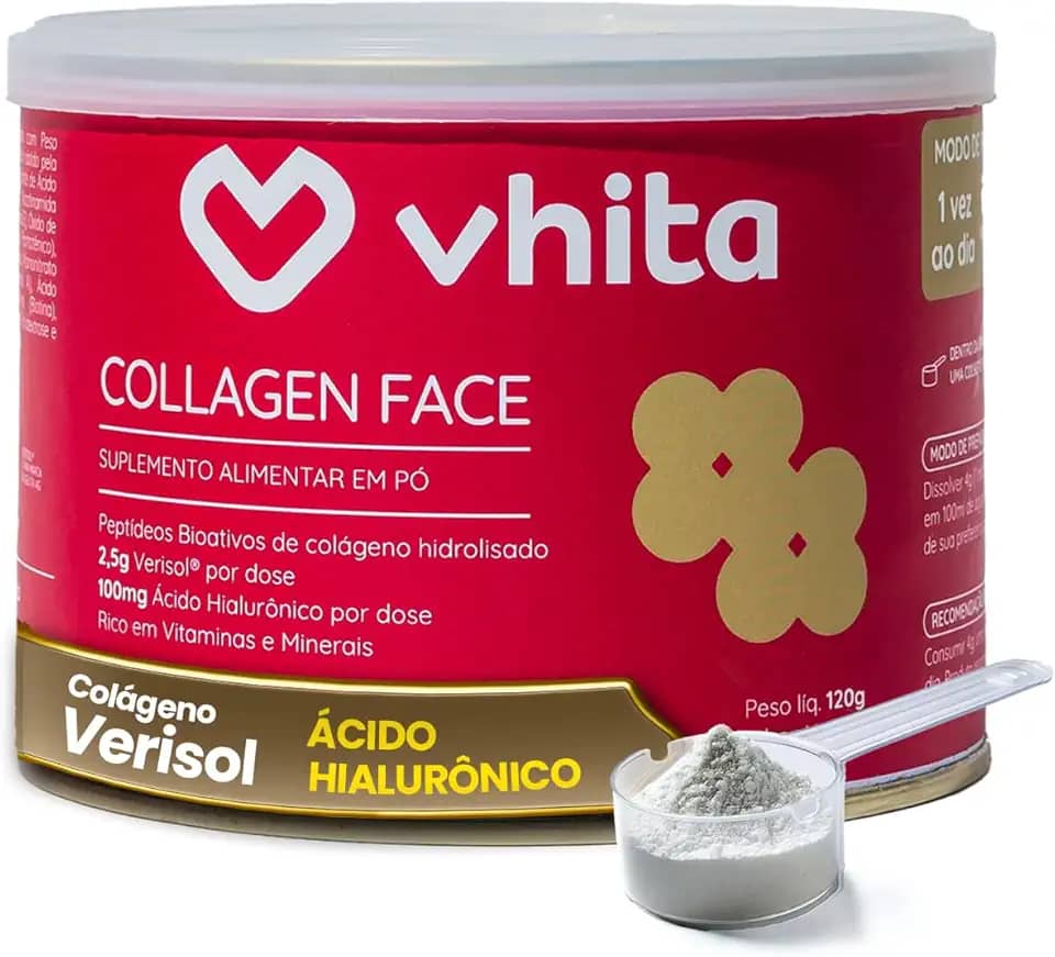 Vhita Colágeno Hidrolisado Verisol Com Ácido Hialuronico Em Pó Neutro 120gr